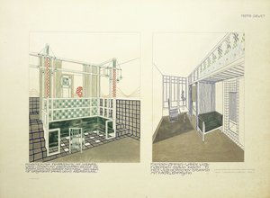 Lastenhuone ja vierashuone, n. 1901 (väri litho) tekijältä Leopold (after) Bauer