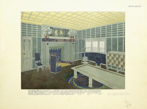 Ruokasali, Wien, n.1901 (värilitografia) tekijältä Leopold Bauer