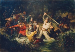 Habsburgin Rudolf hengenvaarassa, 1872. tekijältä Leopold Edler von Löffler Radymno