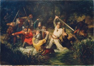 Rudolf von Habsburg hengenvaarassa tekijältä Leopold Löffler Edler von Radymno