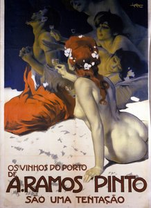 Portugalilaisten viinien mainonta. Leopoldo Metlicovitzin juliste, n. 1915.
