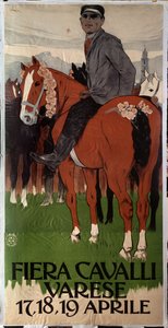 Mainosjuliste hevosmarkkinoille Varesessa, Italiassa tekijältä Leopoldo Metlicovitz