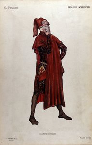 Puku Gianni Schicchin hahmolle Giacomo Puccinin (1858-1924) oopperan Il trittico (Triptyykki) - 1919 tekijältä Leopoldo Metlicovitz