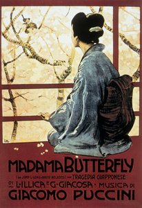 Leopoldo Metlicovitzin kansikuva Giacomo Puccinin oopperan Mrs Butterfly partituurista tekijältä Leopoldo Metlicovitz