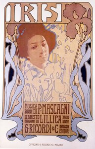 Iris säveltänyt Pietro Mascagni, juliste Leopoldo Metlicovitz, libretto Luigi Illica, 1898. tekijältä Leopoldo Metlicovitz