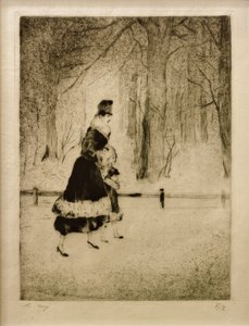 Dame mit Kind im Tiergarten tekijältä Lesser Ury