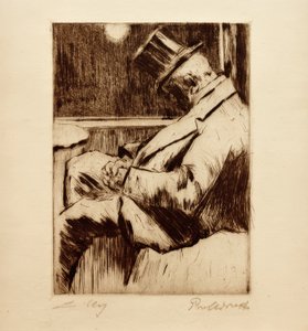 Morgenstimmung: Eingeschlafener Herr mit Zylinder tekijältä Lesser Ury