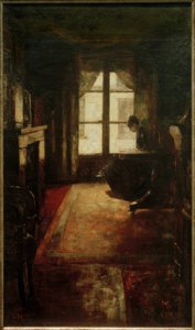 Pariser Interieur (lesende Frau am Fenster) tekijältä Lesser Ury