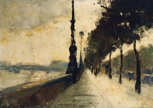 The Embankment, Lontoo; Der Uferdamm, Lontoo, 1926 tekijältä Lesser Ury