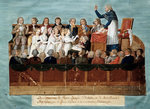 Ranskan vallankumous: "" Pariisin kansalaiset tarjoavat korujaan kansalliskokoukselle"" Illustration des Freres Lesueur (1700-luku). 1792-1795. Pariisi, museo Carnavalet - Englannin vallankumous - Pariisin kansalaiset lahjoittavat korunsa Natille tekijältä Lesueur Brothers
