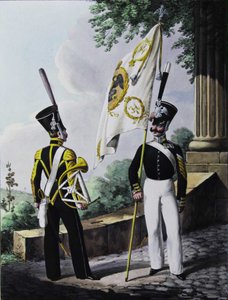 Porte-epee-Praporshchik ja varuskuntapataljoonan hornisti, 1829
