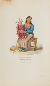 TA-MA-KAKE-TOKE tai nainen, joka puhui ensin; Chippeway-nainen (suremassa), julkaisusta The Aboriginal Portfolio. tekijältä Lewis, James Otto