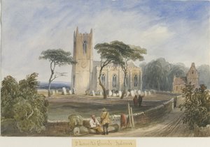 Ipstones Church: akvarellimaalaus ja [c 1830-1840] tekijältä Lewis John Wood