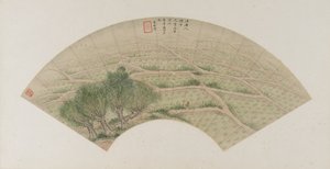 Riisipellot haikaroiden kanssa, Qing-dynastia, 1741 (muste ja väri paperille)