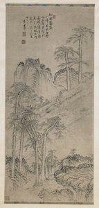 Kävely sauvojen kanssa Pine Hillillä, Qing-dynastia, n. 1760 (muste paperille)