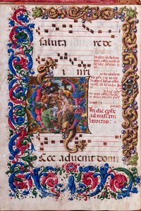 Piccolomini-kirjasto: kuorokirja, turska. 19.4, ff. 9v "Adoration of the Magi", kirjoittaja Liberale da Verona (noin 1445 - 1527/9).