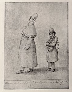 Itävalta, Wien, Karikatyyri itävaltalaisesta baritonilaulaja Johann Michael Voglista ja säveltäjä Franz Peter Schubertista, noin 1825, lyijykynäpiirros tekijältä Unbekannt Unbekannt
