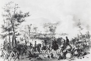 Gettysburgin taistelu, George Gordon Meaden johtamien unionin joukkojen voitto ja kenraali Robert Edward Leen tappio 1.–3. tekijältä Unbekannt Unbekannt