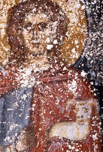 Kristus, fresko bysanttilaisessa Sotiras Christoksen kirkossa, Vlithias, Kreeta, Kreikka (kuva) tekijältä Unbekannt Unbekannt