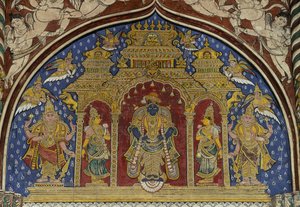 Visnua kuvaava fresko, Thanjavur Marathan palatsi, Tamil Nadu, Intia tekijältä Unbekannt Unbekannt