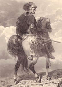 Italialainen sotilasjohtaja ja poliitikko Gian Giacomo Trivulzio (1440-1518), kaiverrus, 22x16 cm, Galerie Historique de Versailles, Histoire de France, Charles Gavard Publisher, Pariisi, noin 1840 tekijältä Unbekannt Unbekannt
