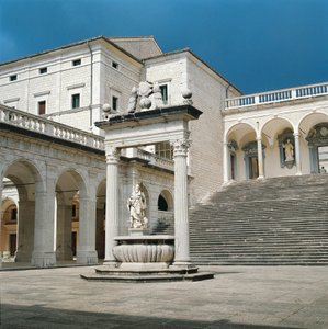 Italia, Lazion alue, Frosinonen maakunta, Cassino, Monte Cassinon luostari, pääportaikko ja kaivo tekijältä Unbekannt Unbekannt