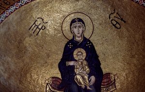 Neitsyt Marian mosaiikki Hosios Loukasin luostarista Kreikasta, perustettiin 1000-luvun alussa tekijältä Unbekannt Unbekannt