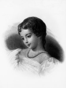 Augusta Ada Byron, Lovelacen kreivitär (1815-1852), englantilainen matemaatikko ja kirjailija, muotokuva, häntä pidetään ensimmäisenä tietokoneohjelmoijana, kaiverrus tekijältä Unbekannt Unbekannt