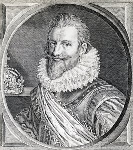 Tanskan ja Norjan kuninkaan Christian IV:n (1588-1648) muotokuva, kaiverrus tekijältä Unbekannt Unbekannt