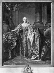 Muotokuva Elizabeth Petrovnasta (1709-1761), Venäjän keisarinna vuodesta 1741 kuolemaansa asti, kaiverrus tekijältä Unbekannt Unbekannt