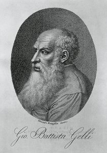 Giovan Battista Gellin (1498-1563), italialaisen filosofin, kirjailijan ja tutkijan muotokuva, Giuseppe Benaglian (noin 1796-1830) kaiverrus tekijältä Unbekannt Unbekannt