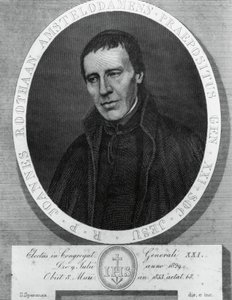 Jan Philipp Roothaanin (1785-1853), hollantilaisen jesuiitta ja Jeesuksen seuran 21. kenraalijohtajan muotokuva, piirustus ja kaiverrus Serafino Speranza (1862-1911) Frans Quartierin maalauksen jälkeen tekijältä Unbekannt Unbekannt