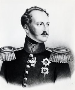 Nikolai I Romanovin (1796-1855), Venäjän tsaarin muotokuva vuosina 1825-1855, kaiverrus tekijältä Unbekannt Unbekannt