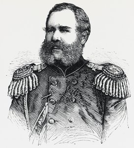 Venäjän kenraalin Nikolai Obruchevin (1830-1904) muotokuva, kaiverrus tekijältä Unbekannt Unbekannt