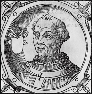 Stephen II tai III (n. 714-757), katolisen kirkon 92. paavin muotokuva vuodelta 752, kaiverrus tekijältä Unbekannt Unbekannt