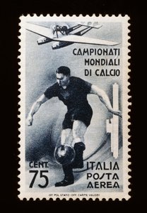 Postimerkki vuoden 1934 FIFA World Cupiin, 75 sentin lentopostimerkki, Italia, 1900-luku tekijältä Unbekannt Unbekannt