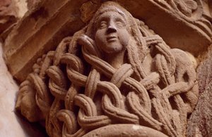 Espanja, Navarra, Leyren Pyhän Vapahtajan luostari, Porta Speciosa, koristeltu pääkaupunki tekijältä Unbekannt Unbekannt
