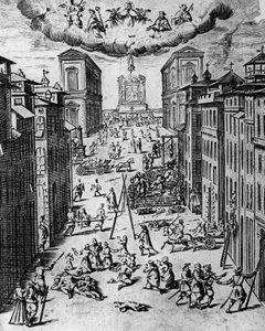 Rutto Milanossa vuonna 1630, etsaus, Italia tekijältä Unbekannt Unbekannt