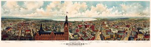 Panoraamanäkymä Milwaukee, Wis. Otettu kaupungintalon tornista / The Gugler Lithographic Co tekijältä Library of Congress