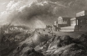 Uusi kuninkaallinen lukio, Edinburgh, E. Goodallin kaivertamasta teoksesta "Select Views of Some of the Principal Cities of Europe", julkaistu Lontoossa, 1832 tekijältä Lieutenant Colonel Batty