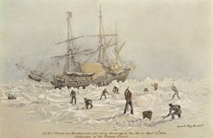 Tapahtumat kauppamatkalla: HMS Terror, kun hän ilmestyi jäätymisen jälkeen Frozen Channelissa, 27. syyskuuta 1836 tekijältä Lieutenant Smyth