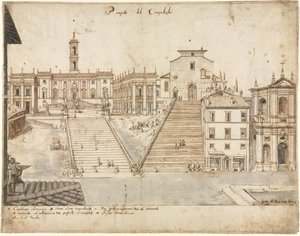 Kahdeksantoista näkymää Roomaan: Campidoglio, 1665. tekijältä Lievin Cruyl