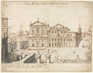 Kahdeksantoista näkymää Roomaan: Santa Marian kirkko Vallicellassa, 1665.