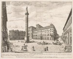 Piazza Colonna "Näkymä Rooman kaupungin maamerkeistä" tekijältä Lievin Cruyl