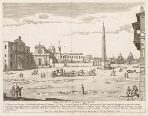 Piazza del Popolo "Näkymä Rooman kaupungin maamerkeistä" tekijältä Lievin Cruyl
