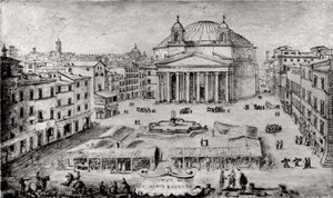 Näkymä Pantheonille, Rooma, 1670-luvun alku.