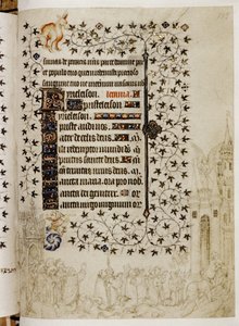 Litania tuntikirjasta: Gregorius Suuren suuri kulkue Roomaan ruttoa vastaan. tekijältä Limbourg Brothers