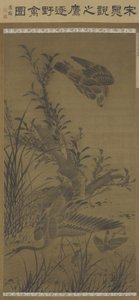 Hawk Pursuing Water Fowl, Ming-dynastia, 1400-luvun loppu - 1500-luvun alku (muste ja väri silkillä)