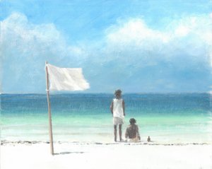 Boys on Beach, Kenia (akryyli paperille)
