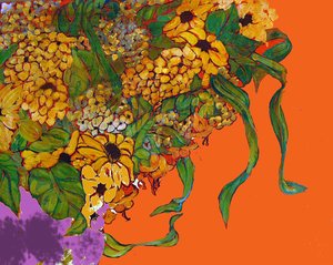 Flowers in my Vase, 2014 (sekatekniikka, akryyli, muste, öljy)